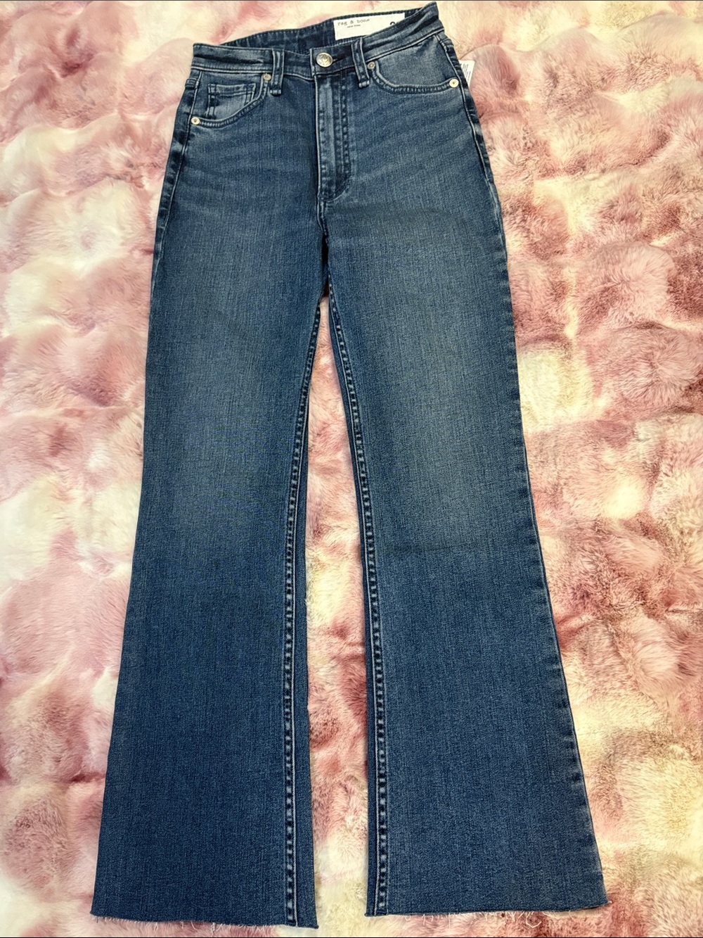 rag & bone Dark Blue High-Rise Flare Jeans - Picture 6 of 7